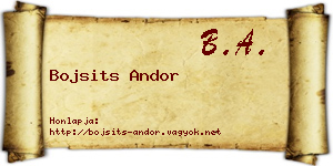Bojsits Andor névjegykártya